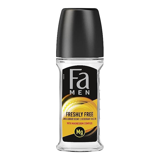 FA MEN - FRESHLY FREE LIME & GINGER SCENT ANTI-PERSPIRANT DEODORANT ROLL ON WITH MAGNESIUM COMPLEX - 50ML
