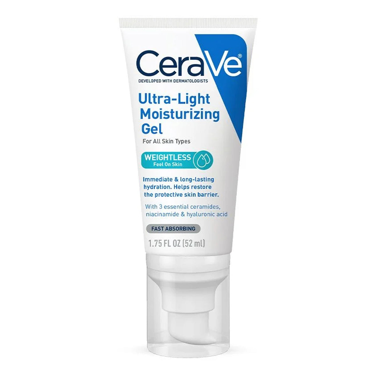 Cerave - Ultra-Light Moisturizing Gel With 3 Essential Ceramides, Niacinamide & Hyaluronic Acid For All Skin Types - 52ml (USA)