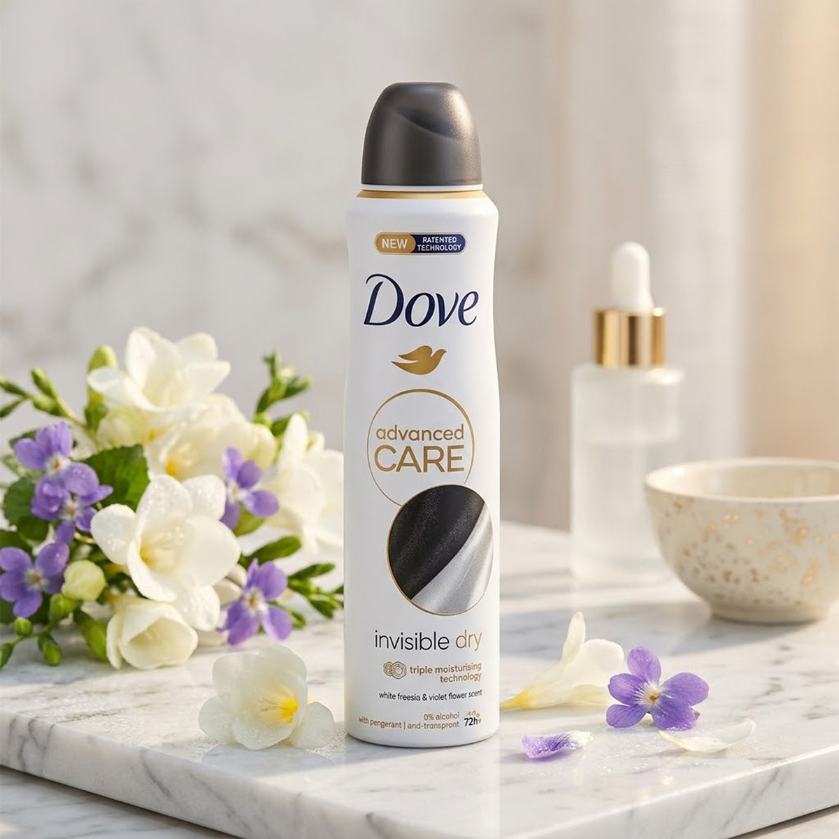 Dove - Advanced Care Invisible Dry White Freesia & Violet Flower Scent 72H Anti-Perspirant Spray - 250ml (UK)