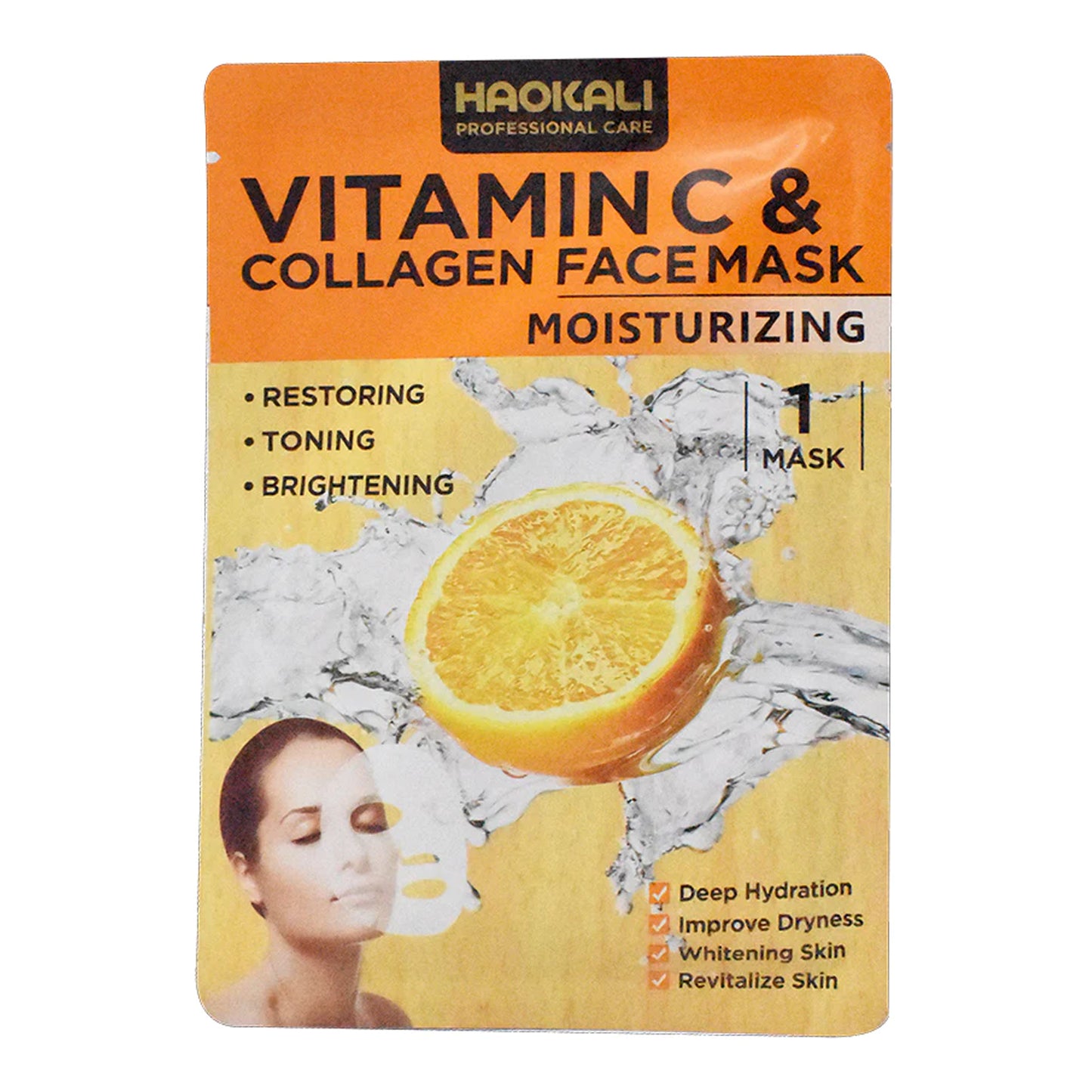 HAOKALI - VITAMIN C & COLLAGEN MOISTURIZING FACE MASK (10 SHEETS)