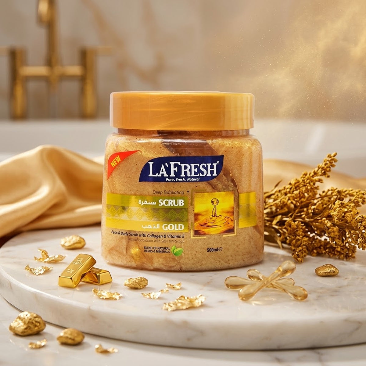 La Fresh - Deep Exfoliating Gold Face & Body Scrub With Collagen & Vitamin E - 500ml (UAE)