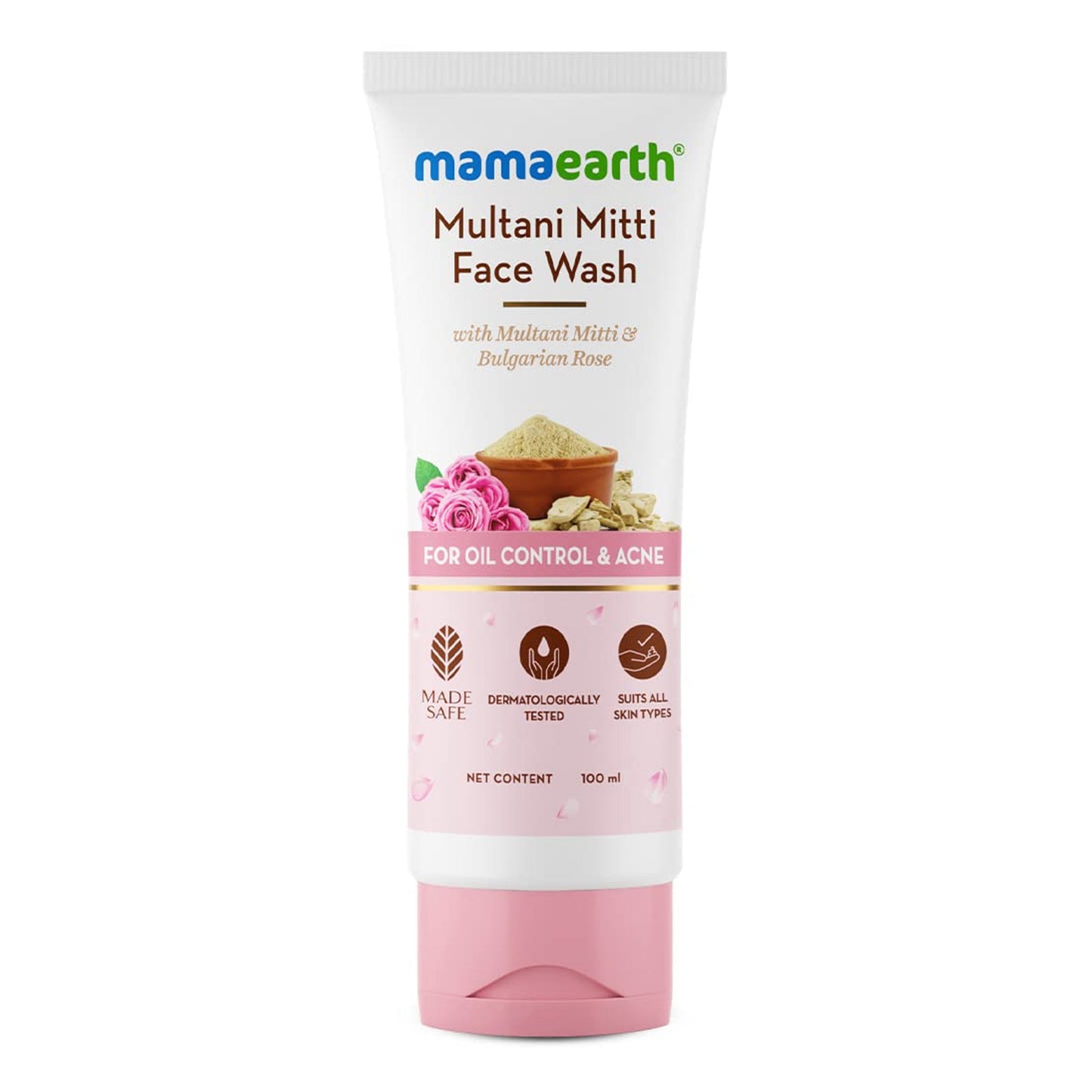 Mamaearth - Multani Mitti Face Wash With Multani Mitti & Bulgarian Rose For Oil Control & Acne - 100ml