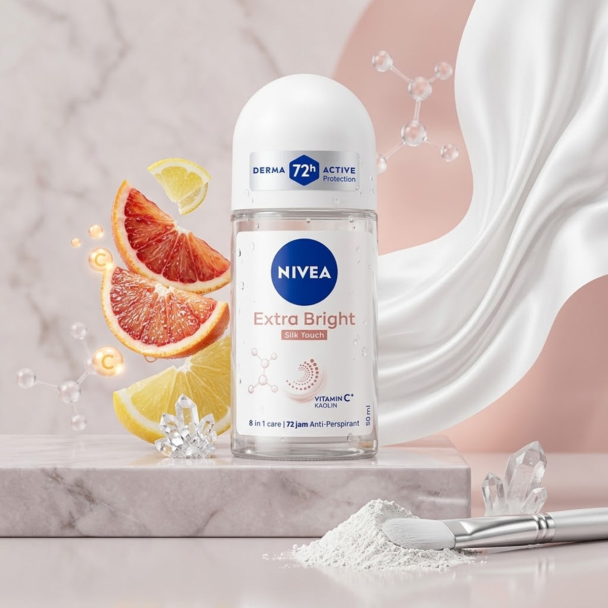 Nivea - Extra Bright Silk Touch 72H Anti-Perspirant Roll On - 50ml (Indonesia)