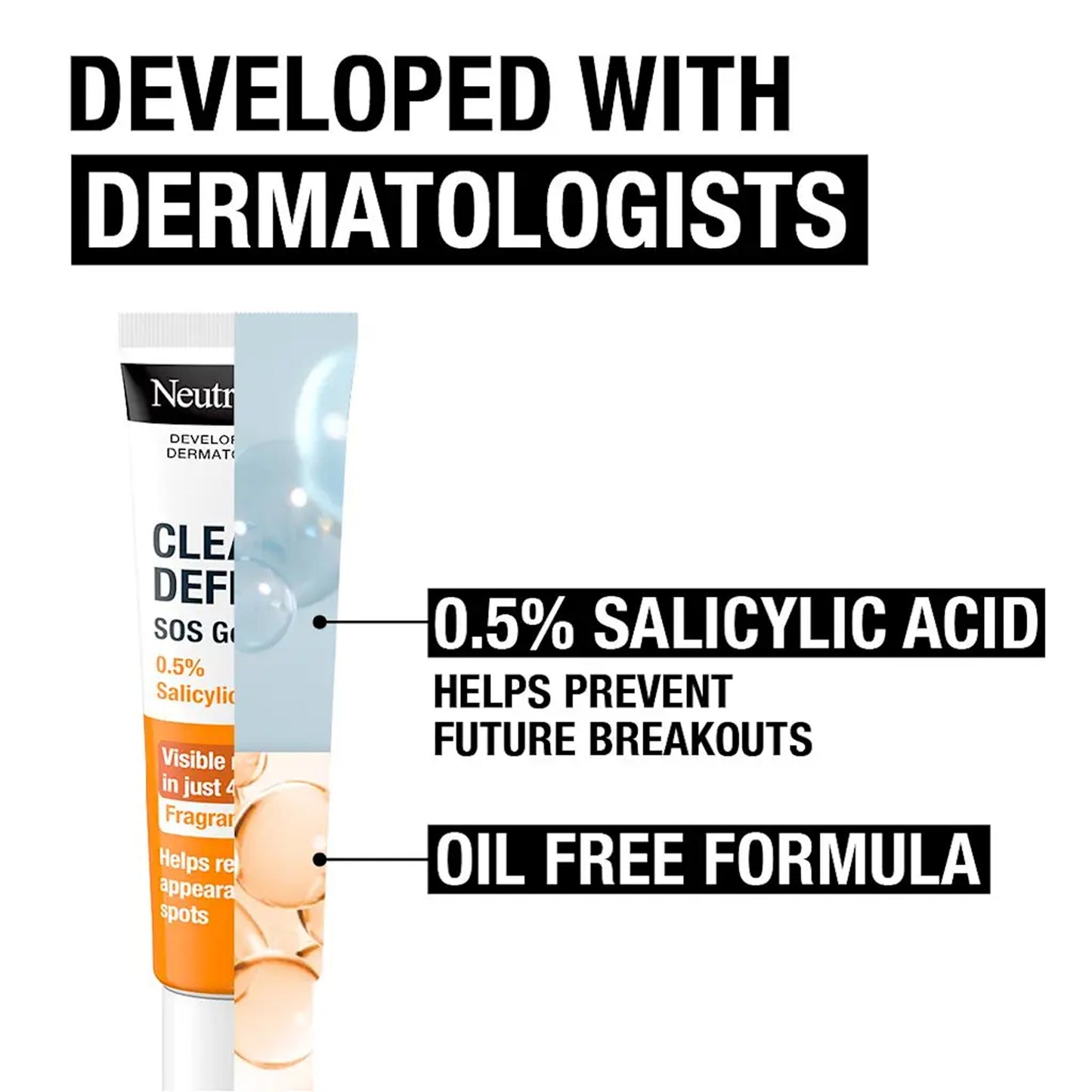 Neutrogena - Clear & Defend 0.5% Salicylic Acid Fragrance-Free SOS Gel Suitable For Spot-Prone Skin - 15ml (France)