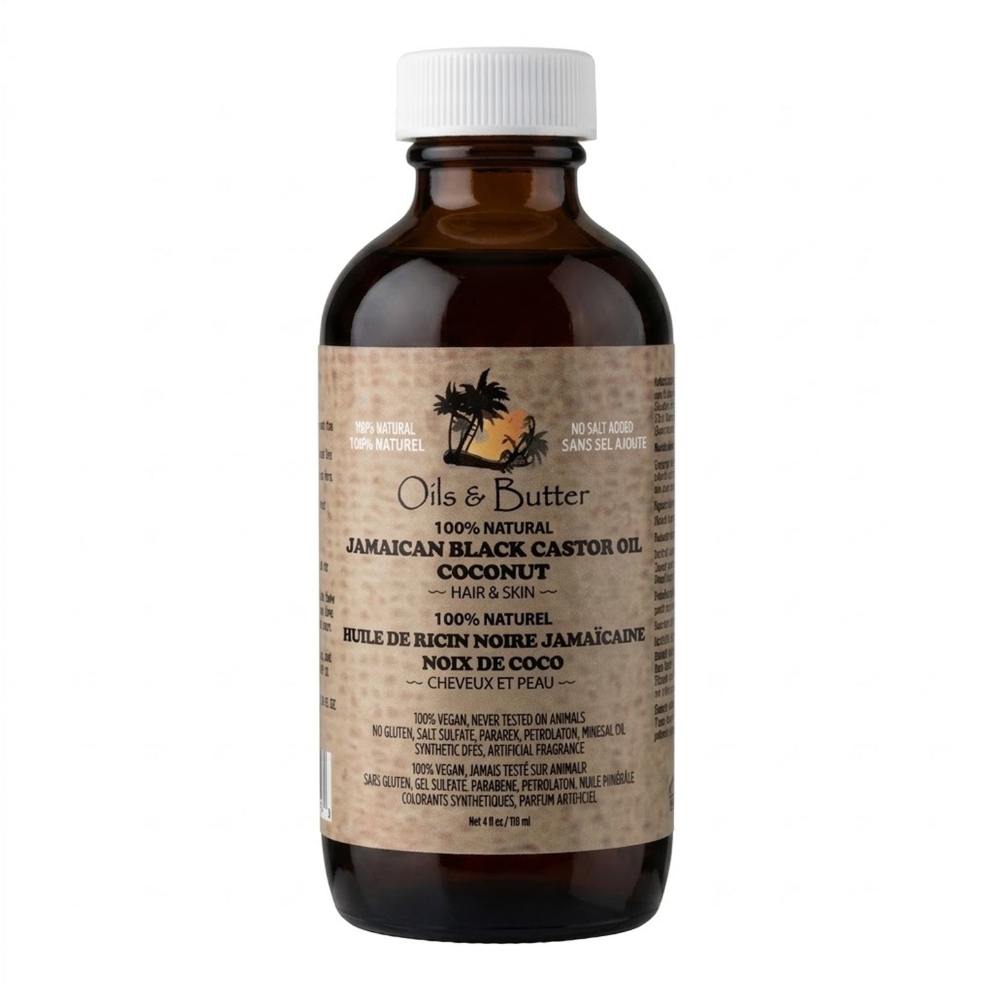 Oils & Butter - 100% Natural Jamaican Black Castor Oil Coconut For Hair & Skin - 118ml (USA)
