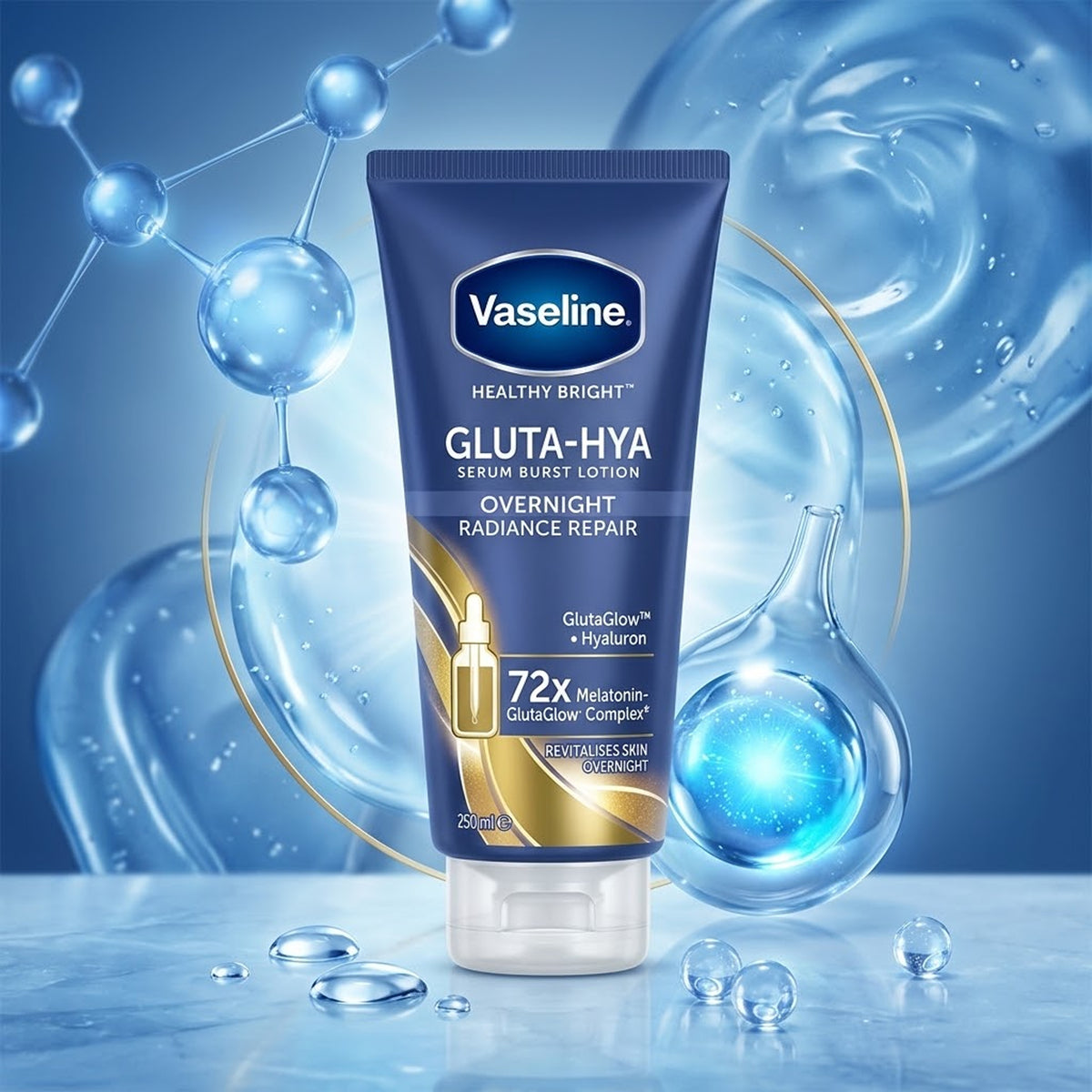 Vaseline - Healthy Bright Gluta-HYA Overnight Radiance Repair Serum Burst Lotion With Gluta Glow & Hyaluron - 200ml (Indonesia)