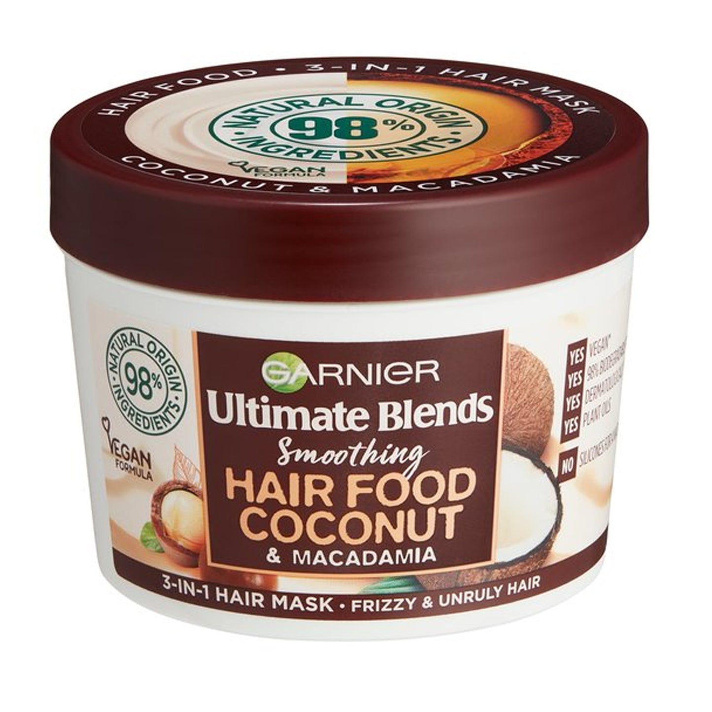 GARNIER - ULTIMATE BLENDS SMOOTHING HAIR FOOD COCONUT & MACADAMIA 3 IN 1 HAIR MASK - 390ML
