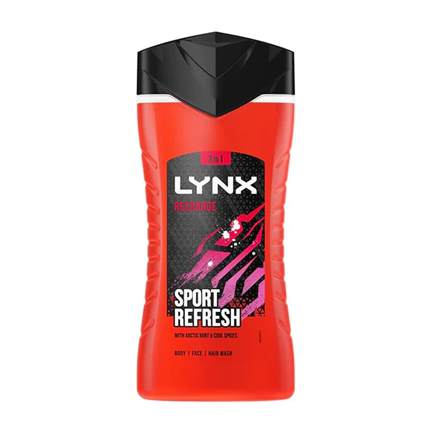 LYNX - RECHARGE SPORT REFRESH 3 IN 1 BODY, FACE & HAIR WASH WITH ARCTIC MINT & COOL SPICES - 250ML