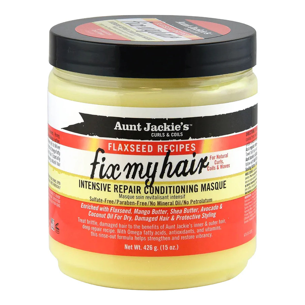 Aunt Jackie's - Fix My Hair Intensive Repair Conditioning Masque Enriched With Flaxseed, Mango Butter, Shea Butter, Avocado & Coconut Oil - 426g (USA)