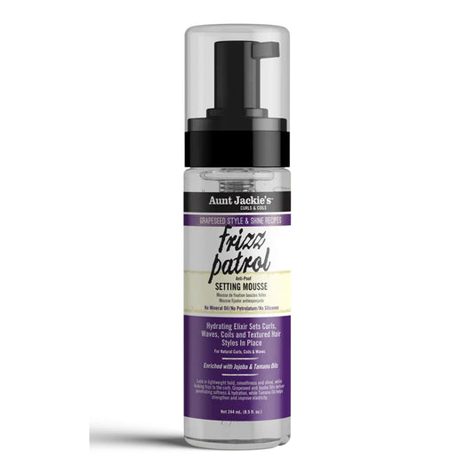 Aunt Jackie's - Frizz Patrol Anti-Poof Setting Mousse Enriched With Jojoba & Tamanu Oils - 244ml