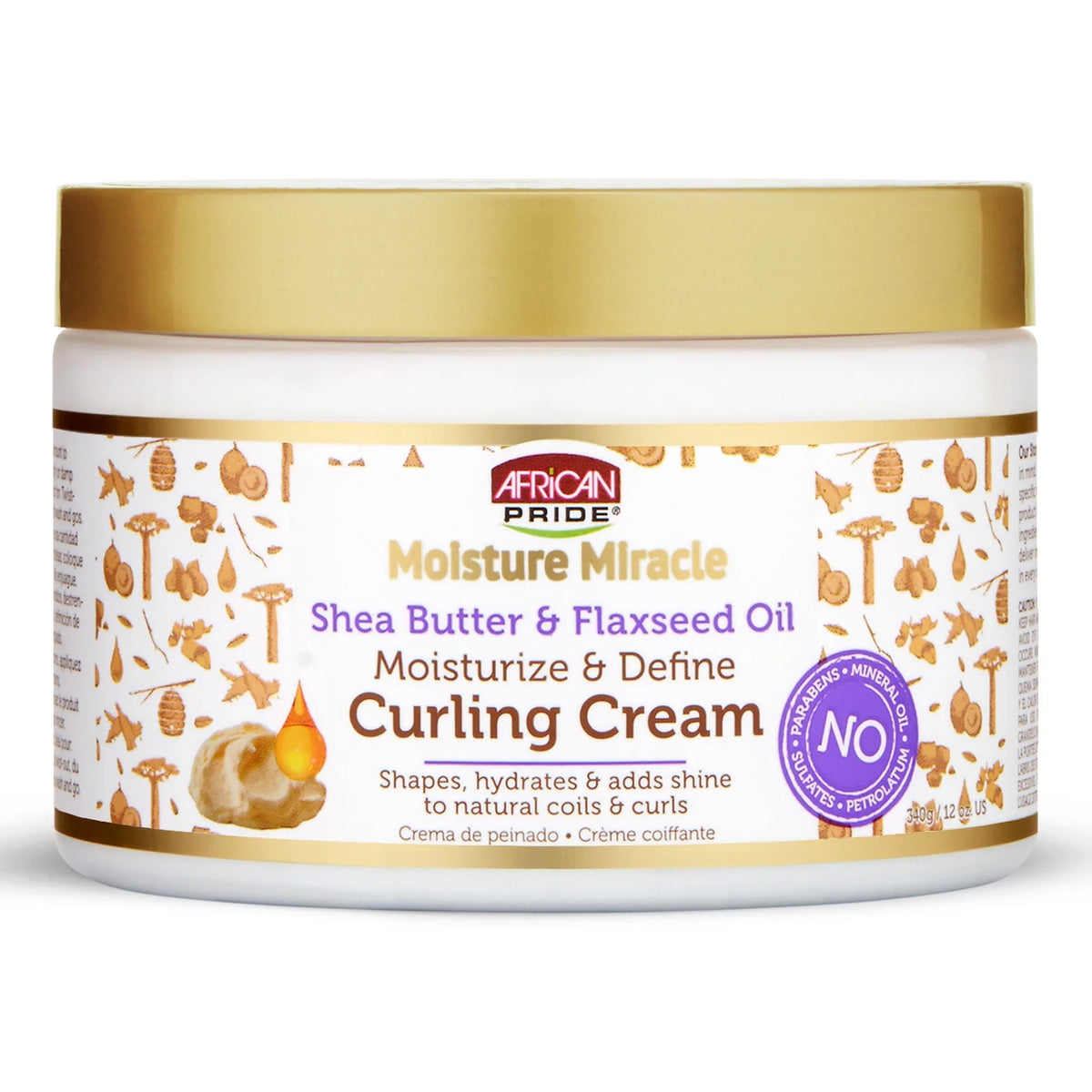 African Pride - Moisture Miracle Shea Butter & Falxseed Oil Moisturize & Define Curling Cream - 340g (USA)
