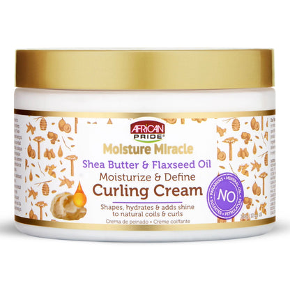 African Pride - Moisture Miracle Shea Butter & Falxseed Oil Moisturize & Define Curling Cream - 340g (USA)