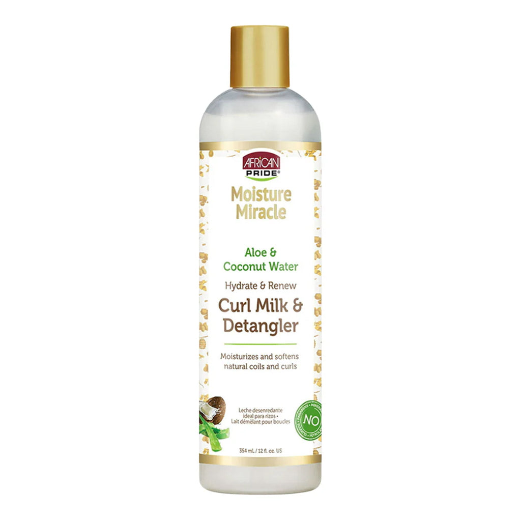 African Pride - Moisture Miracle Aloe & Coconut Water Hydrate & Renew Curl Milk & Detangler - 354ml (USA)