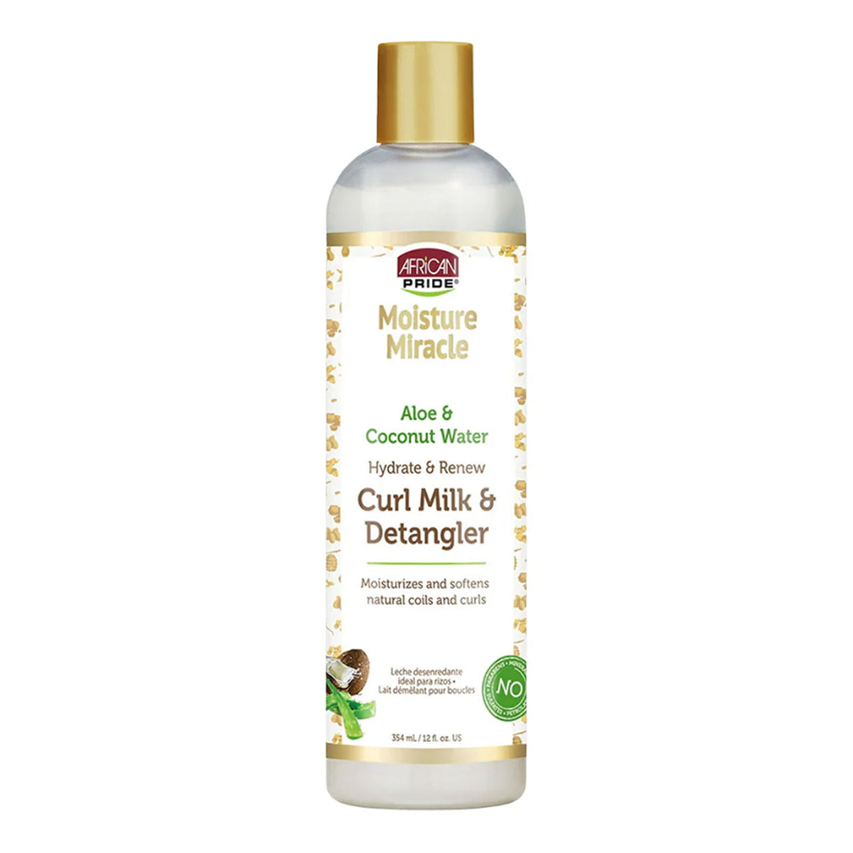 African Pride - Moisture Miracle Aloe & Coconut Water Hydrate & Renew Curl Milk & Detangler - 354ml (USA)