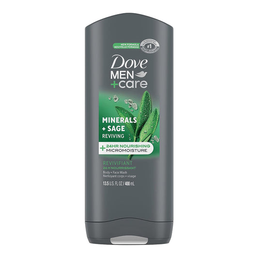 DOVE MEN+CARE - REVIVING MINERALS + SAGE BODY, FACE & HAIR WASH - 400ML