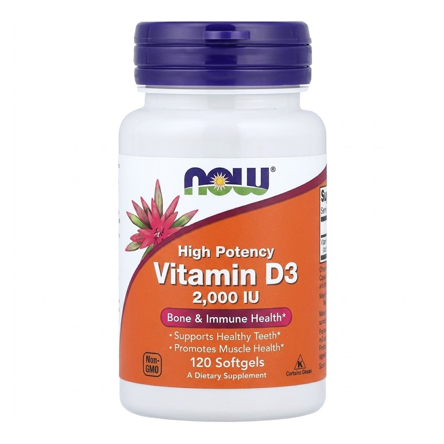 Now - High Potency Vitamin D-3 2000 IU Bone & Immune Health - 120 Softgels (USA)