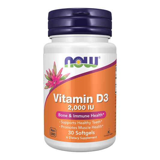 Now - Vitamin D3 2000 IU Bone & Immune Health - 30 Softgels (USA)