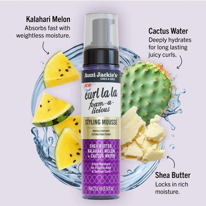 Aunt Jackie's - Curl La La Foam-a-licious Styling Mousse With Shea Butter, Kalahari Melon + Cactus Water - 251ml (USA)
