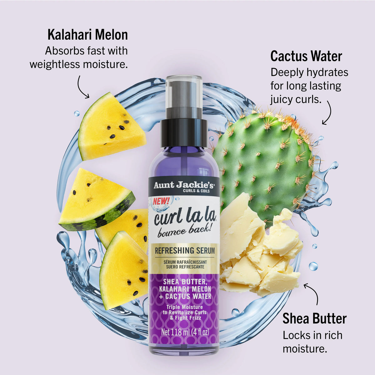 Aunt Jackie's - Bounce Back! Refreshing Serum With Shea Butter, Kalahari Melon + Cactus Water - 118ml (USA)