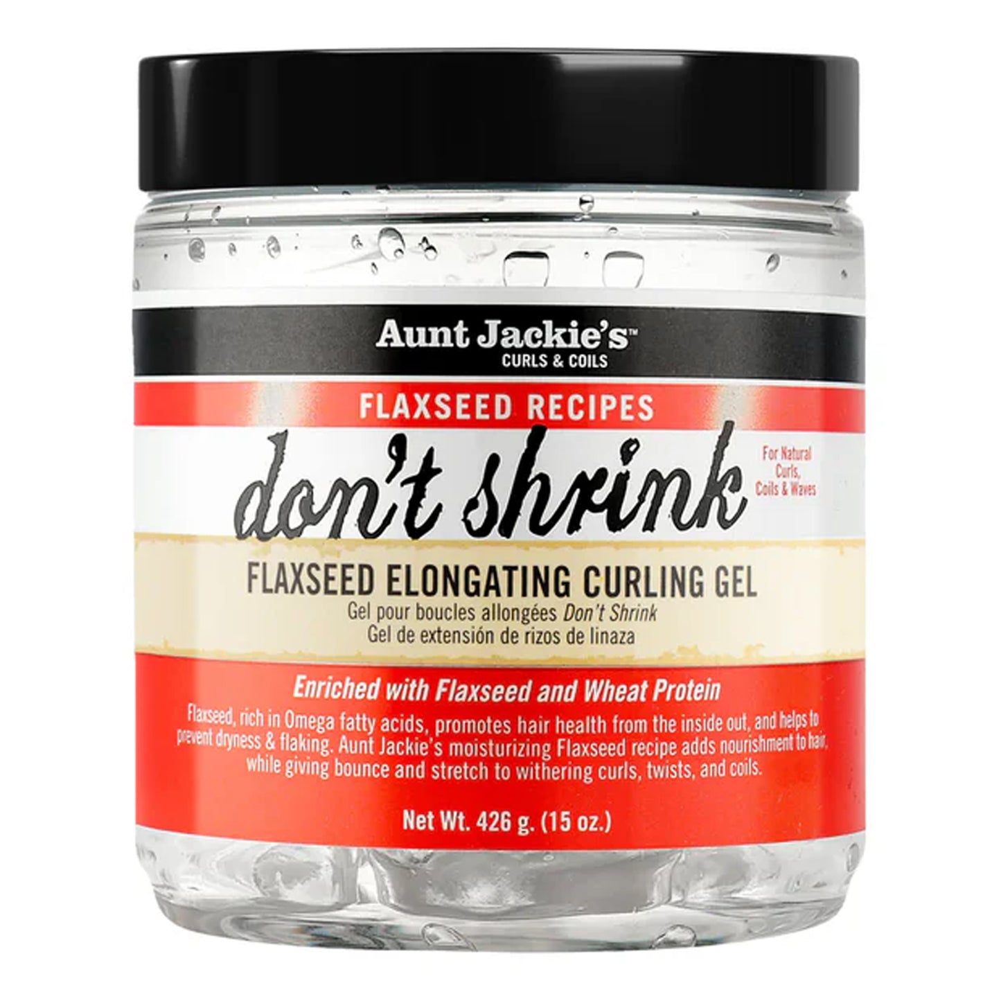 Aunt Jackie's - Don't Shrink Flaxseed Elongating Curling Gel Enriched With Falxseed & Wheat Protein - 426g