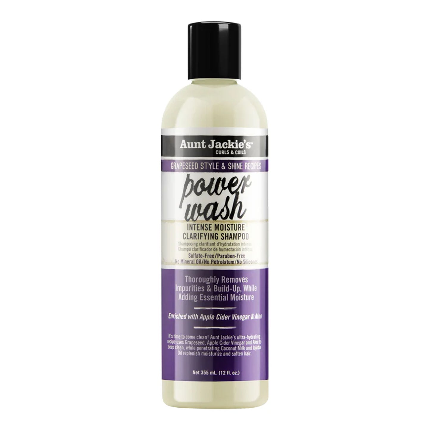 Aunt Jackie's - Power Wash Intense Moisture Clarifying Shampoo Enriched With Apple Cider Vinegar & Aloe - 355ml