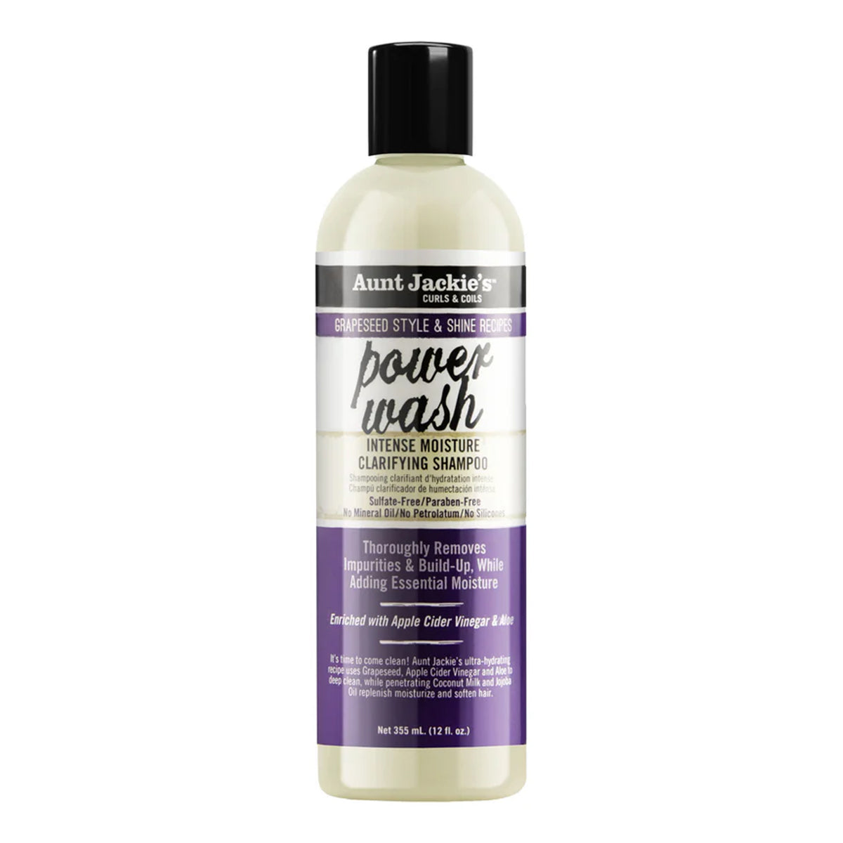 Aunt Jackie's - Power Wash Intense Moisture Clarifying Shampoo Enriched With Apple Cider Vinegar & Aloe - 355ml (USA)