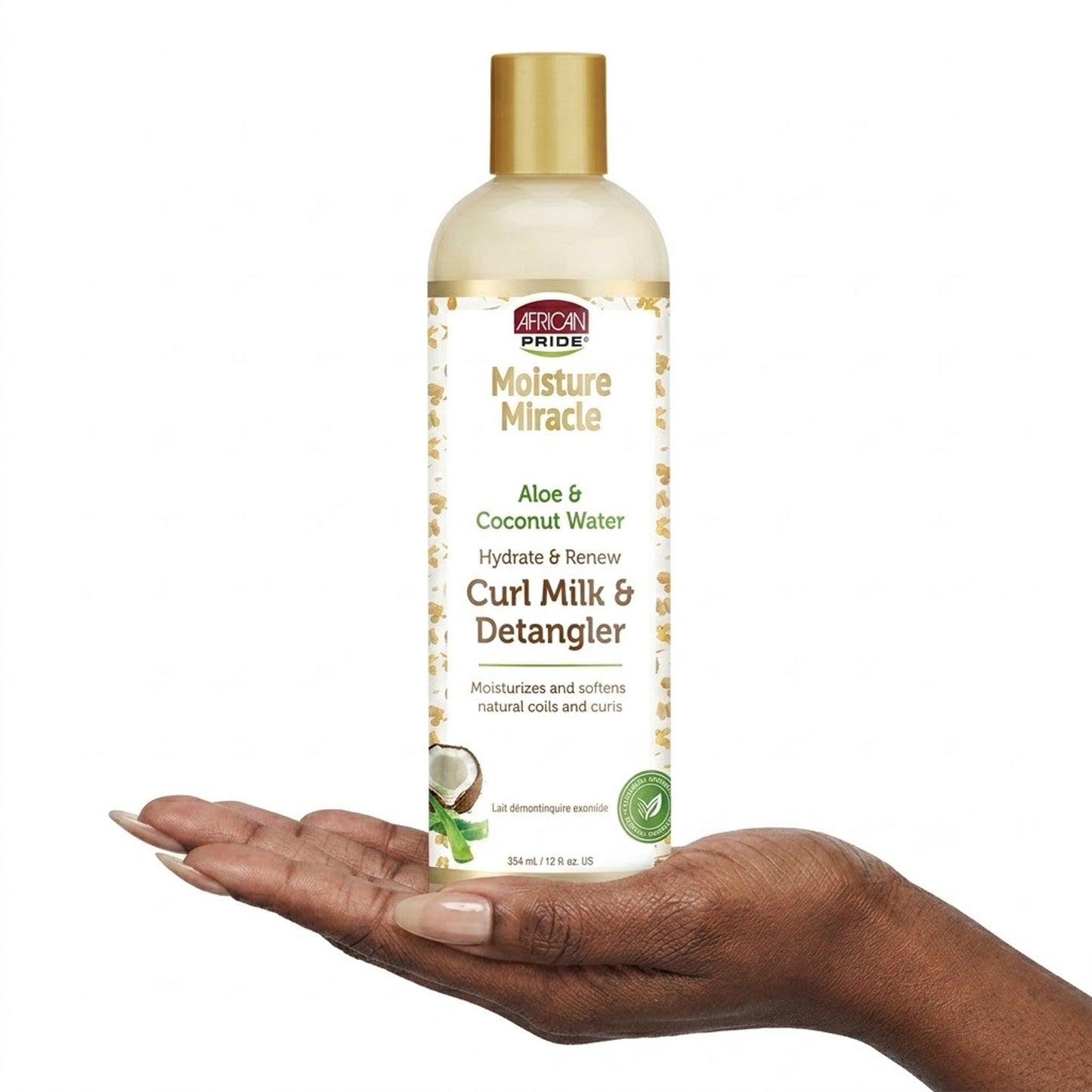 African Pride - Moisture Miracle Aloe & Coconut Water Hydrate & Renew Curl Milk & Detangler - 354ml (USA)
