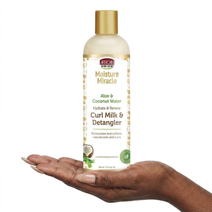 African Pride - Moisture Miracle Aloe & Coconut Water Hydrate & Renew Curl Milk & Detangler - 354ml (USA)