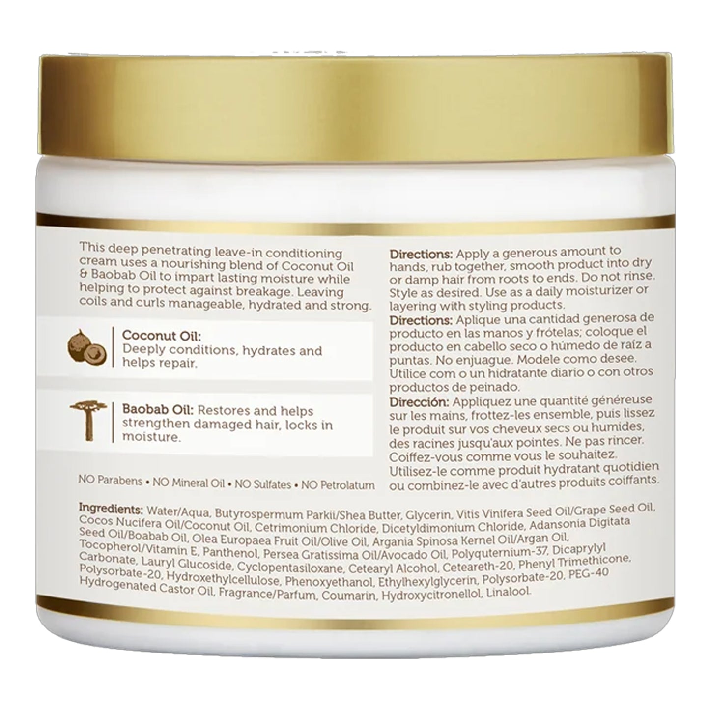 African Pride - Moisture Miracle Coconut Oil & Baobab Oil Hydrate & Strengthen Leave-In Cream - 425g (USA)