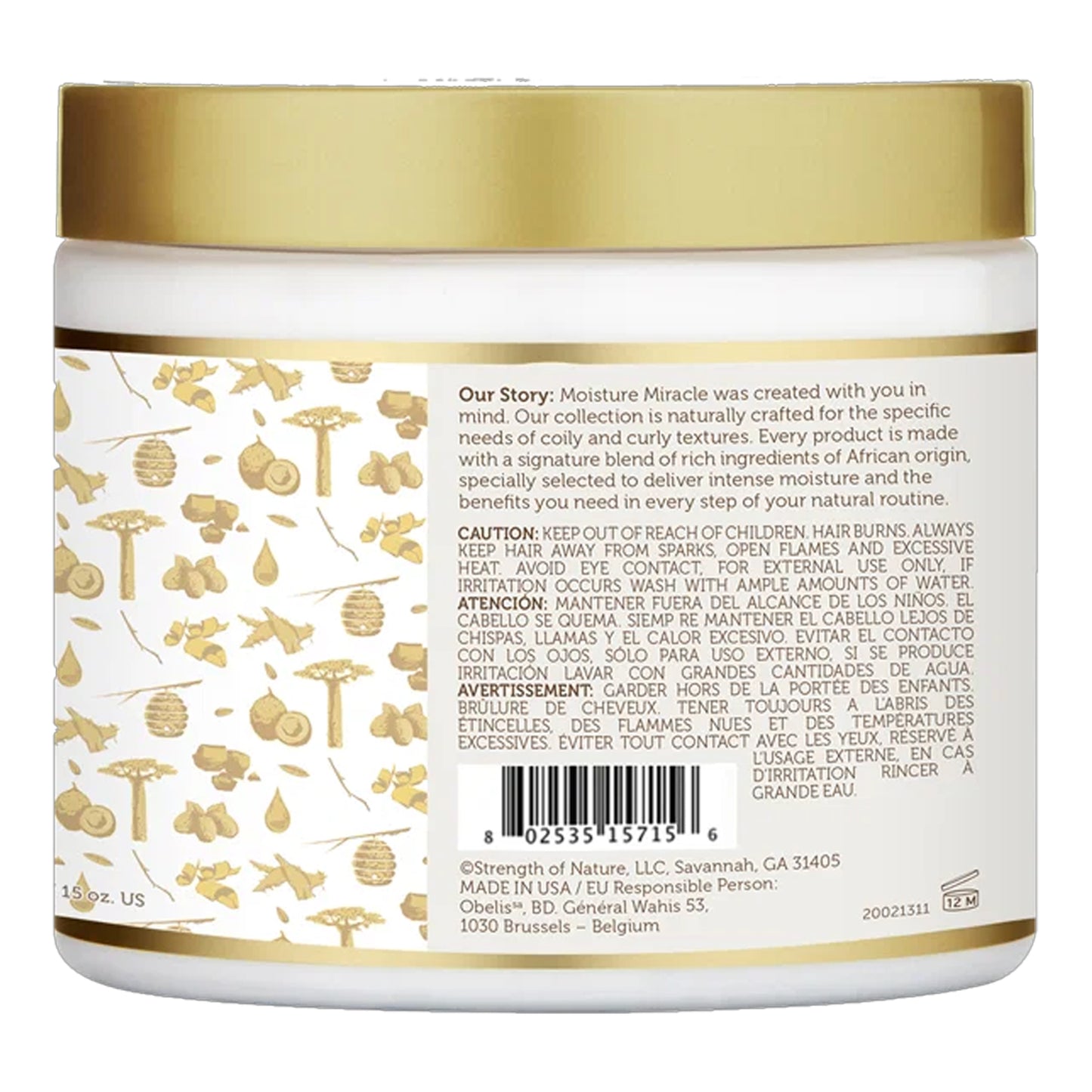 African Pride - Moisture Miracle Coconut Oil & Baobab Oil Hydrate & Strengthen Leave-In Cream - 425g (USA)