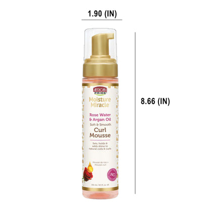 African Pride - Moisture Miracle Rose Water & Argan Oil Soft & Smooth Curl Mousse - 251ml (USA)