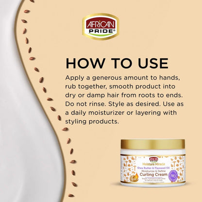 African Pride - Moisture Miracle Shea Butter & Falxseed Oil Moisturize & Define Curling Cream - 340g (USA)