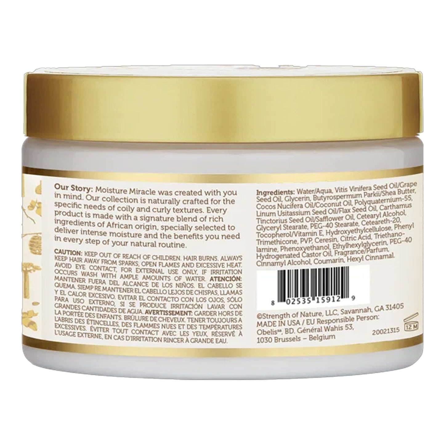 African Pride - Moisture Miracle Shea Butter & Falxseed Oil Moisturize & Define Curling Cream - 340g (USA)
