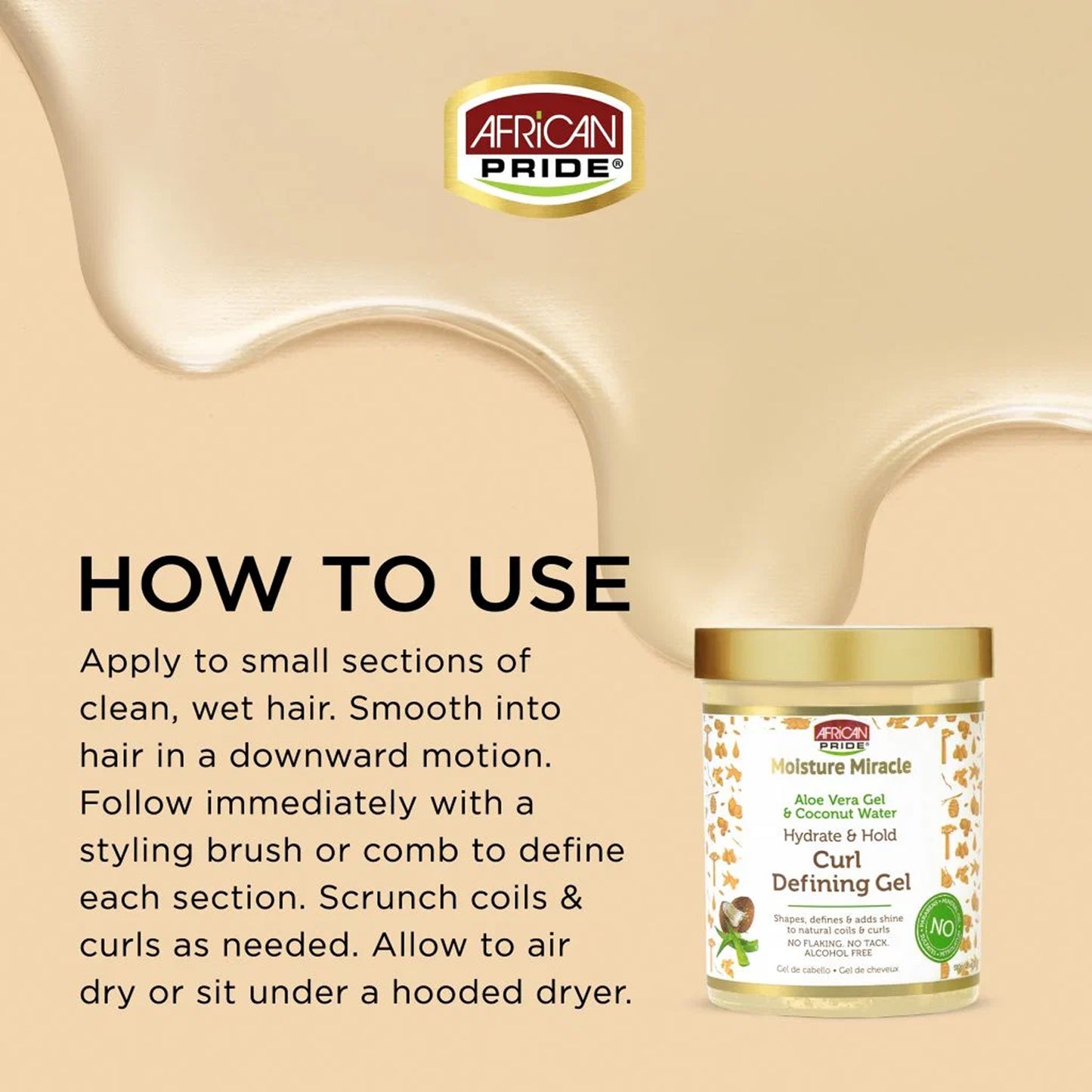 African Pride - Moisture Miracle Aloe & Coconut Water Hydrate & Hold Curl Defining Gel - 510g (USA)