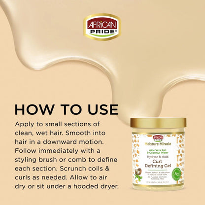 African Pride - Moisture Miracle Aloe & Coconut Water Hydrate & Hold Curl Defining Gel - 510g (USA)