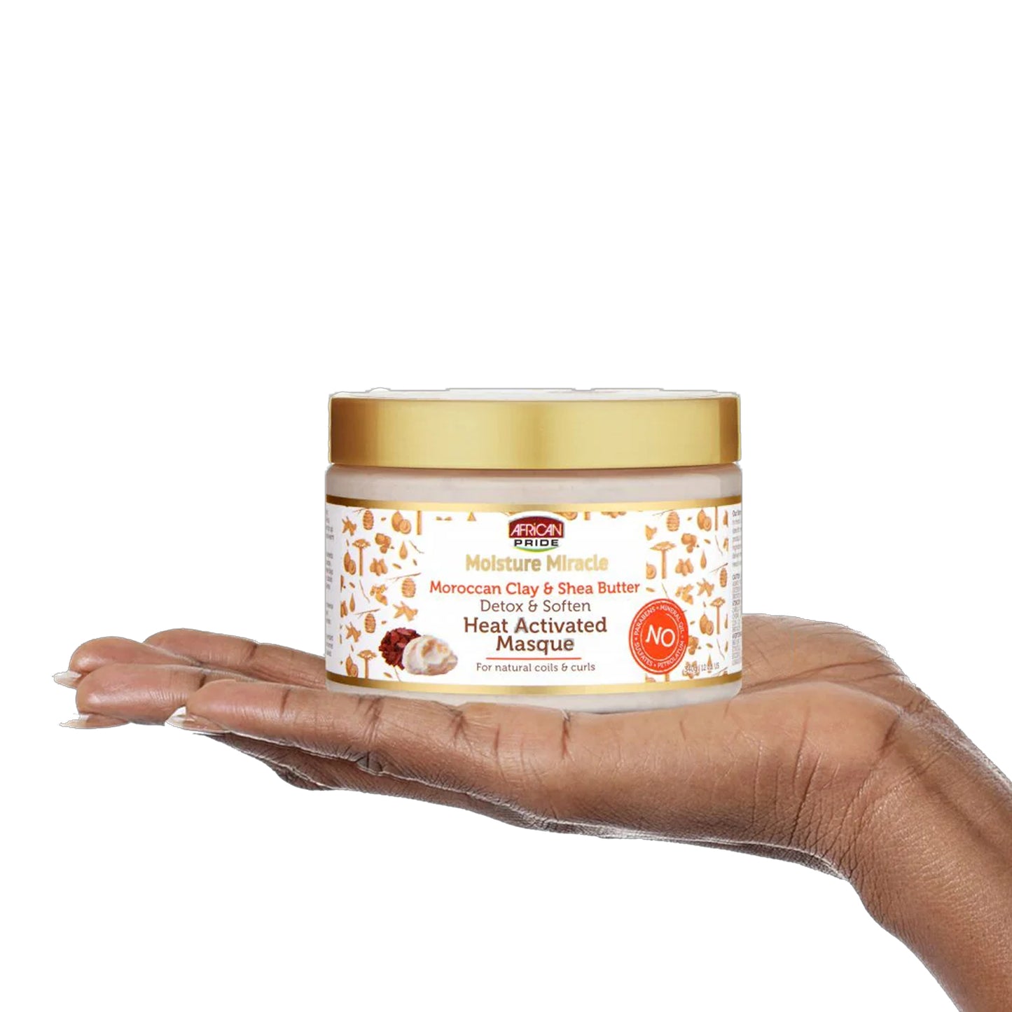 African Pride - Moisture Miracle Moroccan Clay & Shea Butter Detox & Soften Heat Activated Masque - 340g (USA)