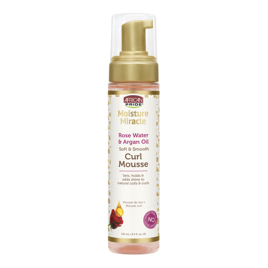 African Pride - Moisture Miracle Rose Water & Argan Oil Soft & Smooth Curl Mousse - 251ml