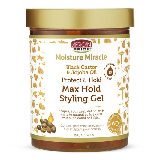 African Pride - Moisture Miracle Black Castor & Jojoba Oil Protect & Hold Max Hold Styling Gel - 510g
