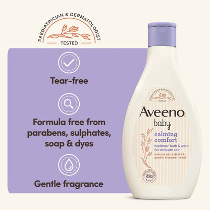 Aveeno Baby - Calming Comfort Bedtime Bath & Wash For Delicate Skin With Natural Oat Extract & Gentle Lavender Scent - 250ml (Italy)