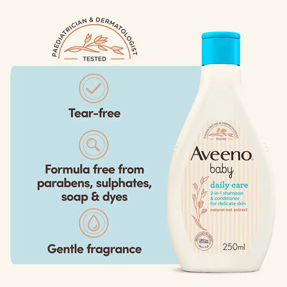 Aveeno Baby - Daily Care 2-In-1 Shampoo & Conditioner For Delicate Skin With Natural Oat Extract - 250ml (Italy)