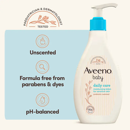Aveeno Baby - Daily Care Moisturizing Lotion For Sensitive Skin With Prebiotic Oatmeal - 250ml (Italy)