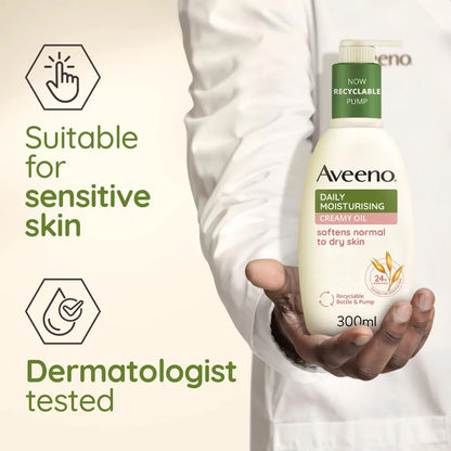 Aveeno - Daily Moisturizing Creamy Oil Lotion With Nourishing Oat & Sweet Almond Oil For Normal To Dry Skin - 300ml (Greece)