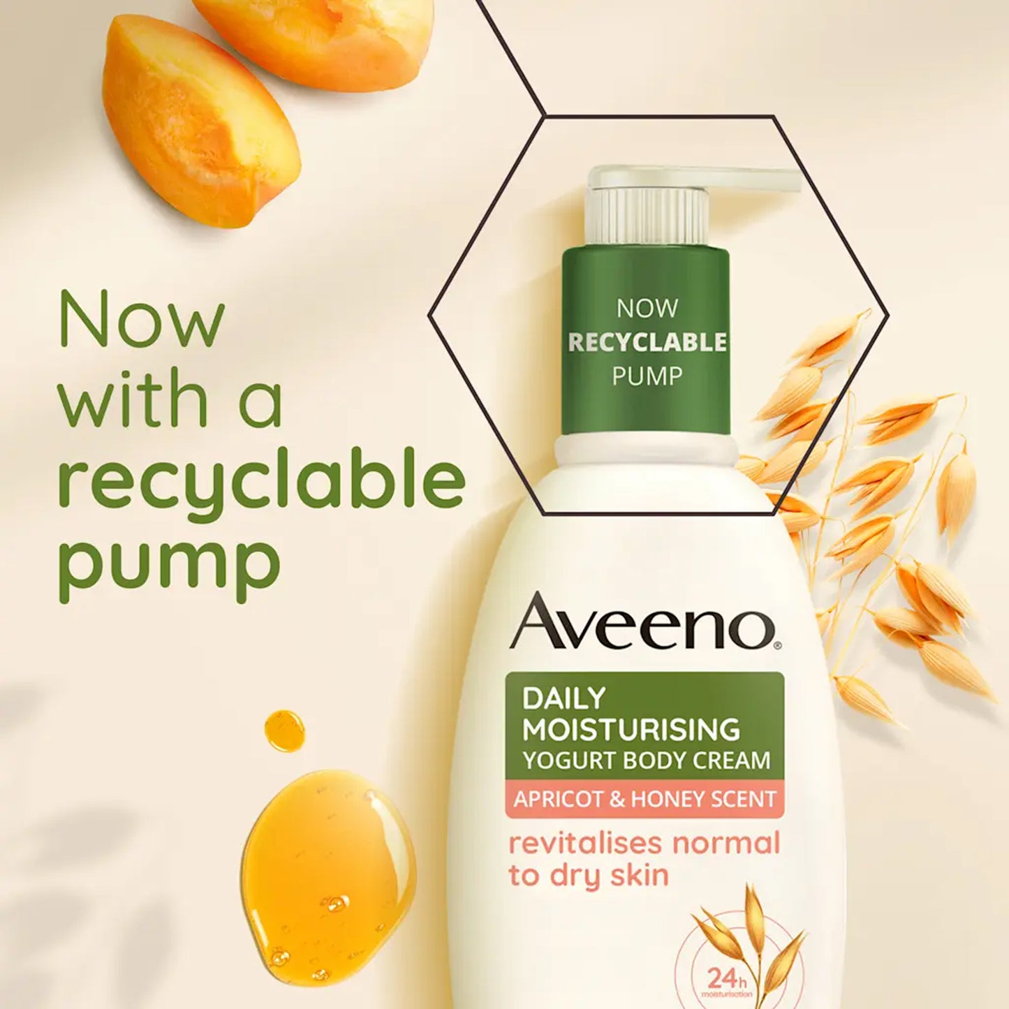 Aveeno - Apricot & Honey Scent Daily Moisturizing Yogurt Body Cream With Nourishing Oat & Greek Yogurt Normal To Dry Skin - 300ml (Greece)