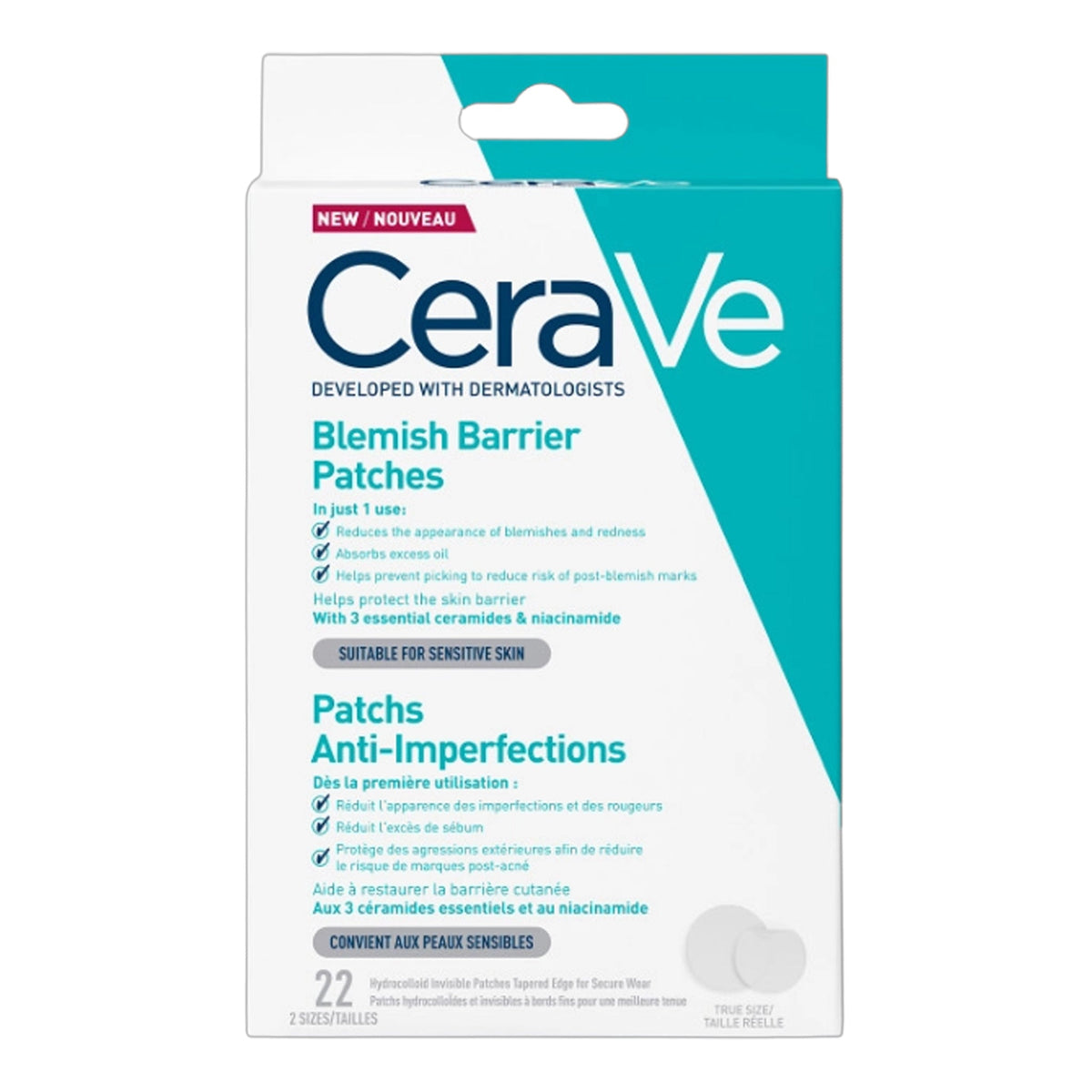Cerave - Blemish Barrier Patches With 3 Essential Ceramides & Niacinamide Suitable For Sensitive Skin - 22 Patches (Korea)