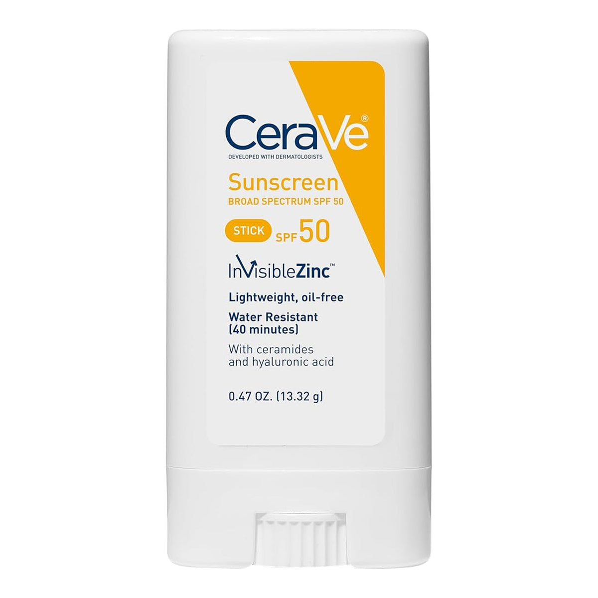Cerave - Invisible Zinc Water Resistant Sunscreen Stick With Ceramides & Hyaluronic Acid Broad Spectrum SPF 50 - 13.32g (USA)