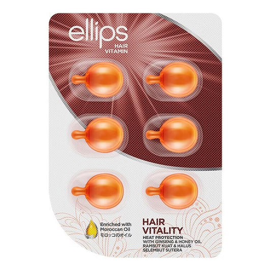 Ellips - Hair Vitality Heat Protection With Ginseng & Honey Oil Enriched With Moroccan Oil - 6 Capsules