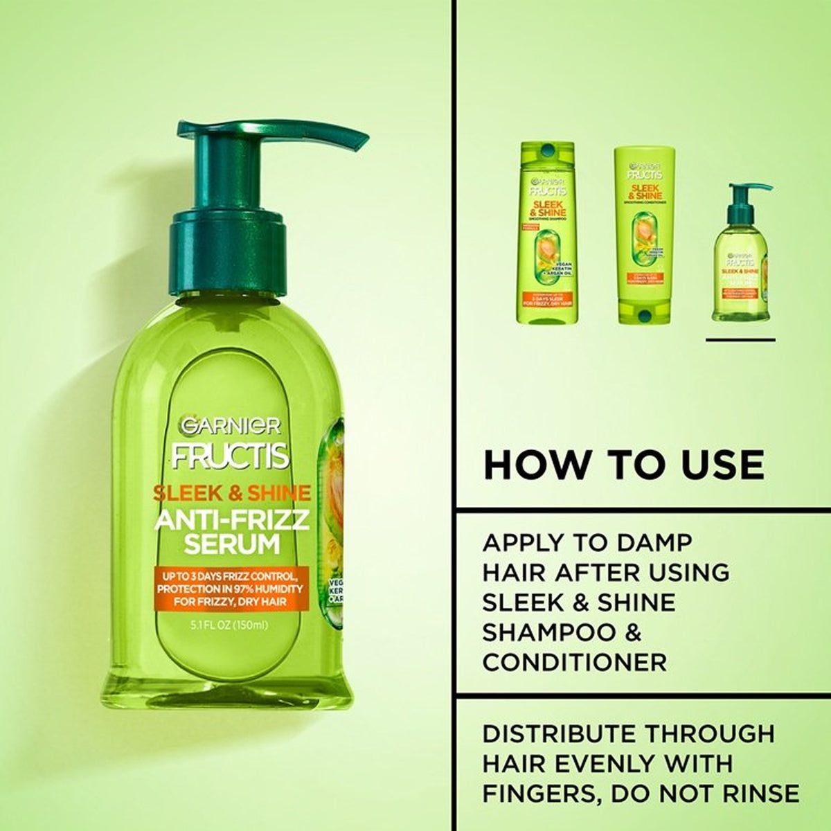 Garnier - Fructis Sleek & Shine Anti-Frizz Serum For Frizzy, Dry Hair - 150ml (USA)
