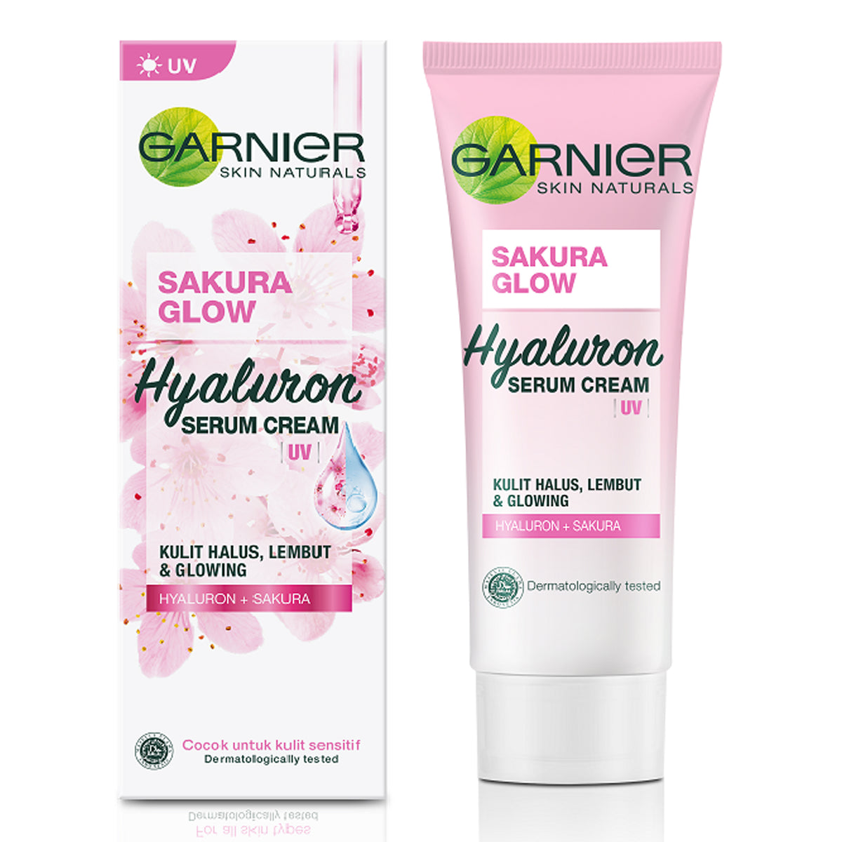 Garnier - Skin Naturals Sakura Glow Hyaluron Serum Cream UV For Sensitive Skin - 40ml (Indonesia)