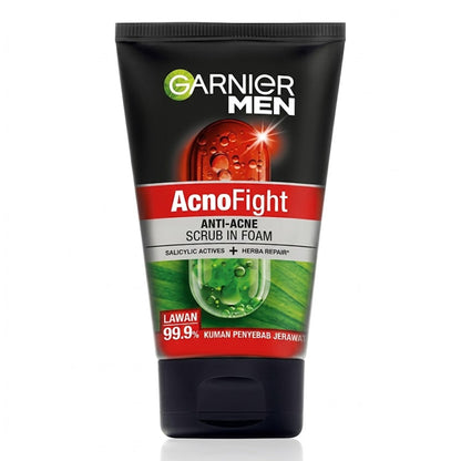 Garnier Men - Acno Fight Anti-Acne Scrub In Foam With Salicylic Actives + Herba Repair - 100ml (Indonesia)