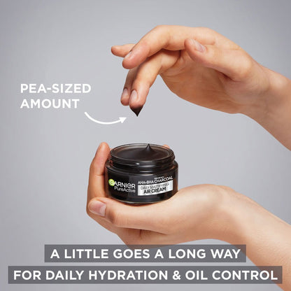 Garnier - Pure Active AHA + BHA Enriched With Charcoal 3 In 1 Daily Mattifying Air Cream For Blemish-Prone Skin - 50ml (Germany)